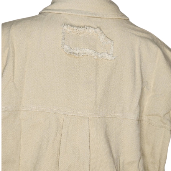 NWT Bibi Cream Crochet Sleeve Shacket Modern Vintage Cozy Statement Medium - Picture 8 of 10